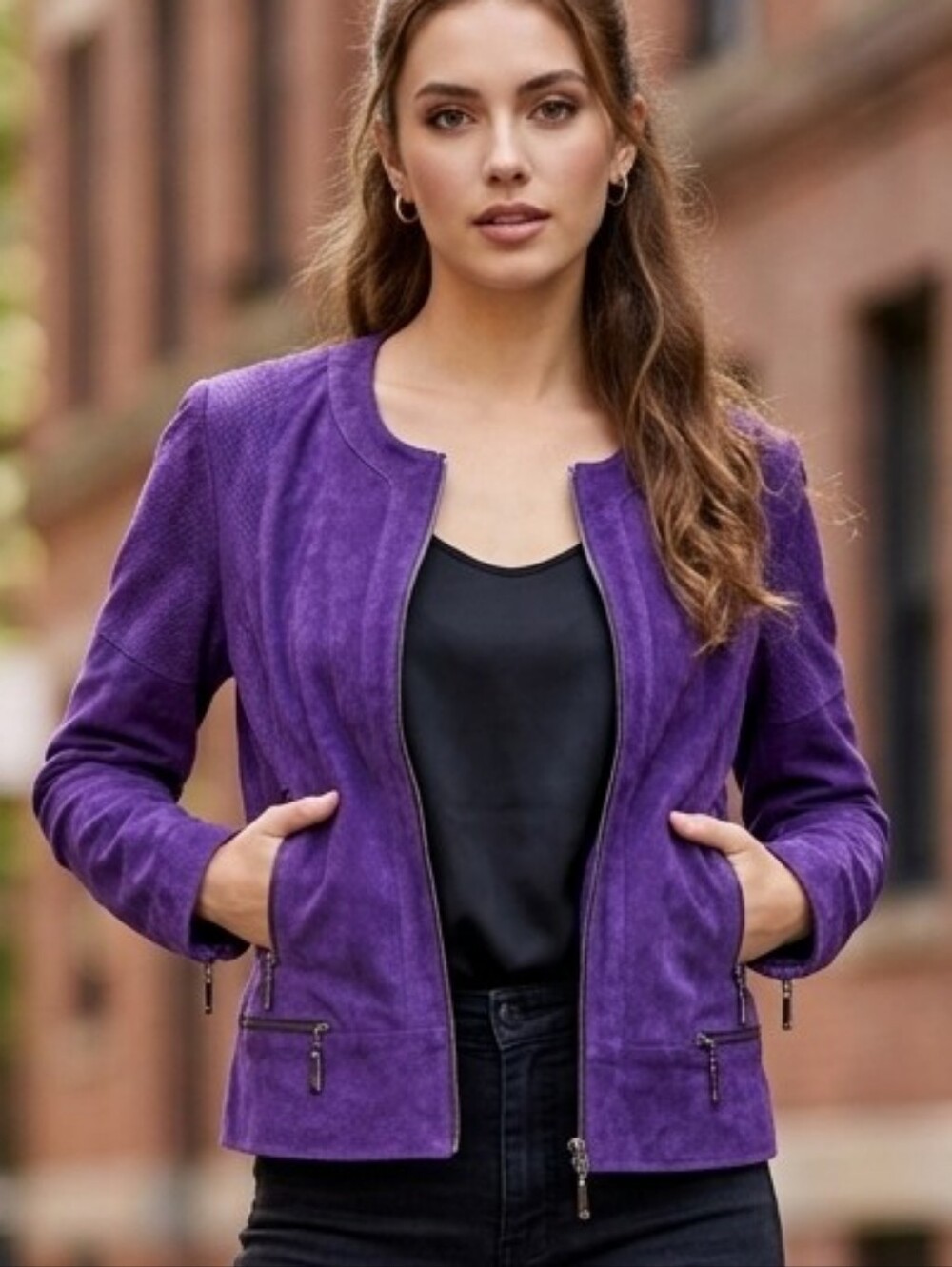 Hal Rubenstein 100% Geniune Leather Purple Jacket Womens Sz Large Bikercore